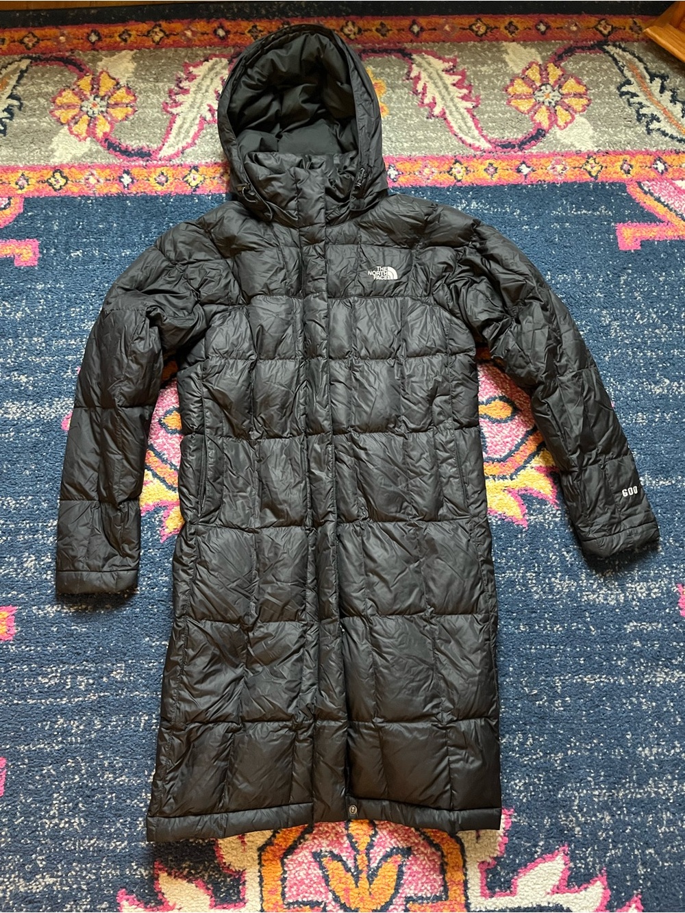 The North Face Black Quilted Long Hooded Puffer Coat